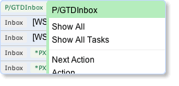 Right clicking on a label shows a popup with associated actions and contacts